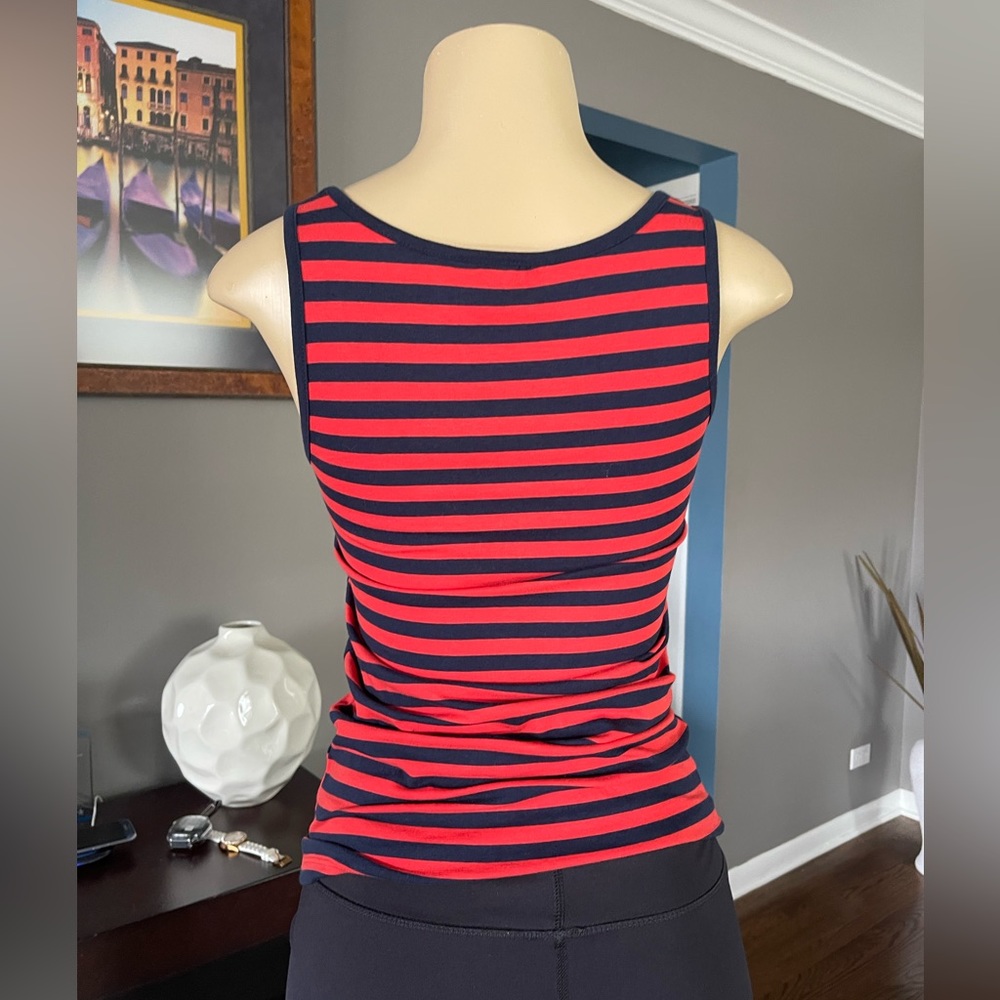 French connection Blue And Red Stripped Sleeveless Top Size S.  Brand New - Picture 2 of 3